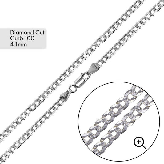 Diamond Cut Flat Cuban Chain 925 Silver/Cadena De 925 Plata Estilo Cubano Plano Con Corte De Diamante